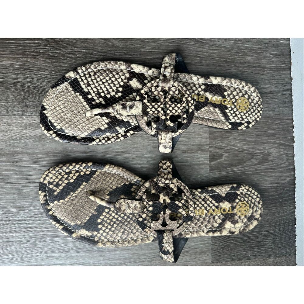 Tory Burch Miller Leather Sandal Python Embossed … - image 2